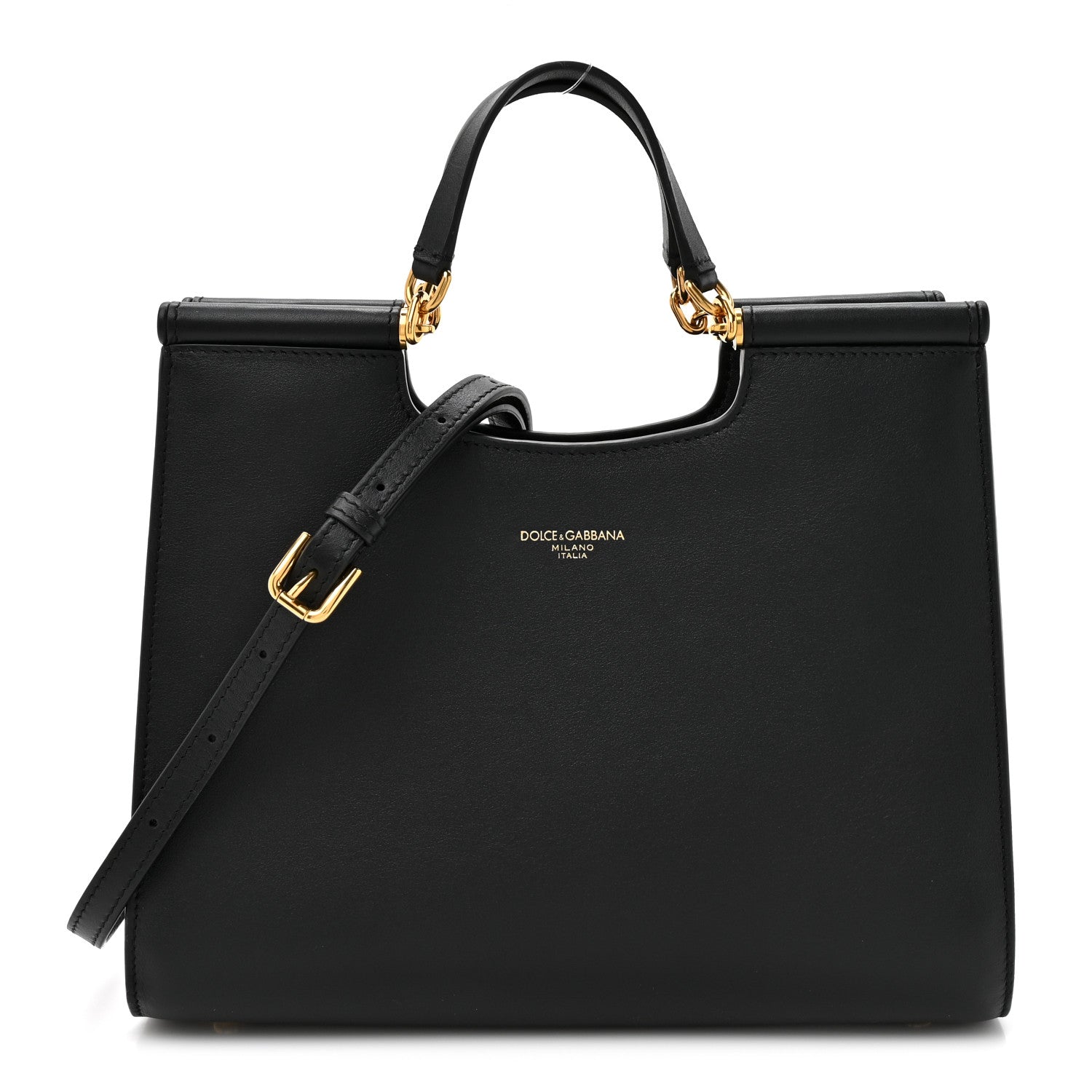 Dolce & Gabbana Calfskin Small Sicily Shopper Bag Black 1 of 14