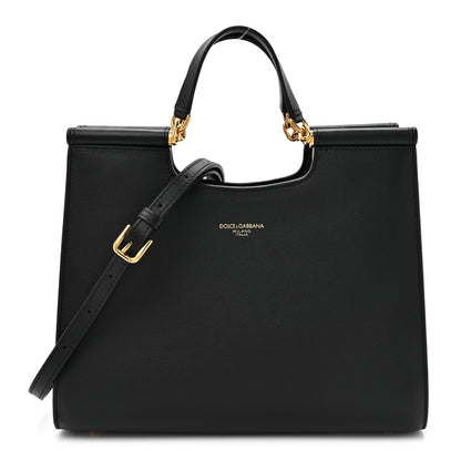 Dolce & Gabbana Calfskin Small Sicily Shopper Bag Black 1 of 14