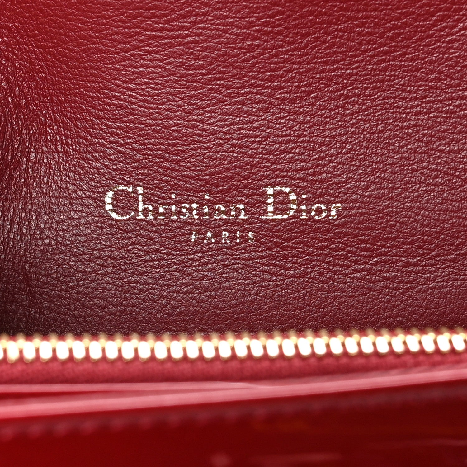 Christian Dior Patent Cannage Lady Dior Chain Wallet Rouge Ceris 8 of 11