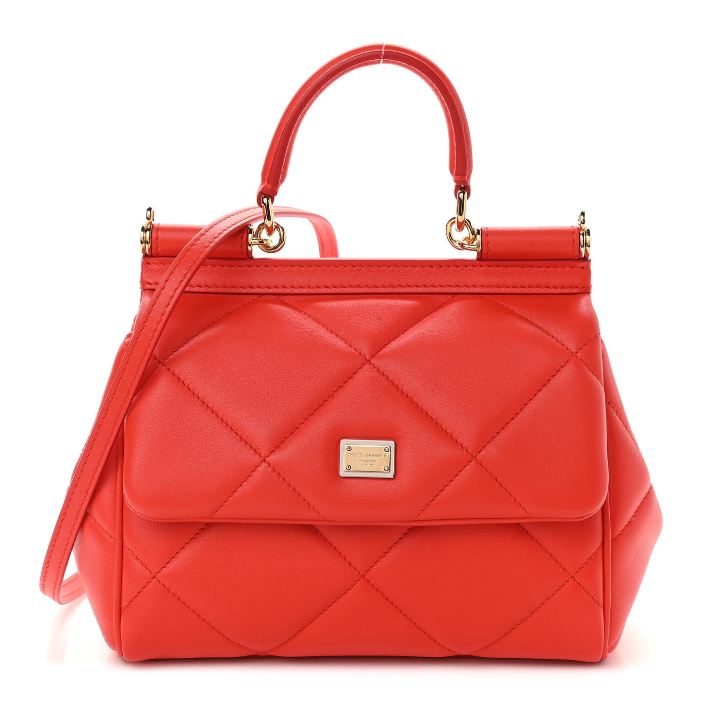 Calfskin Quilted Small Miss Sicily Satchel Red