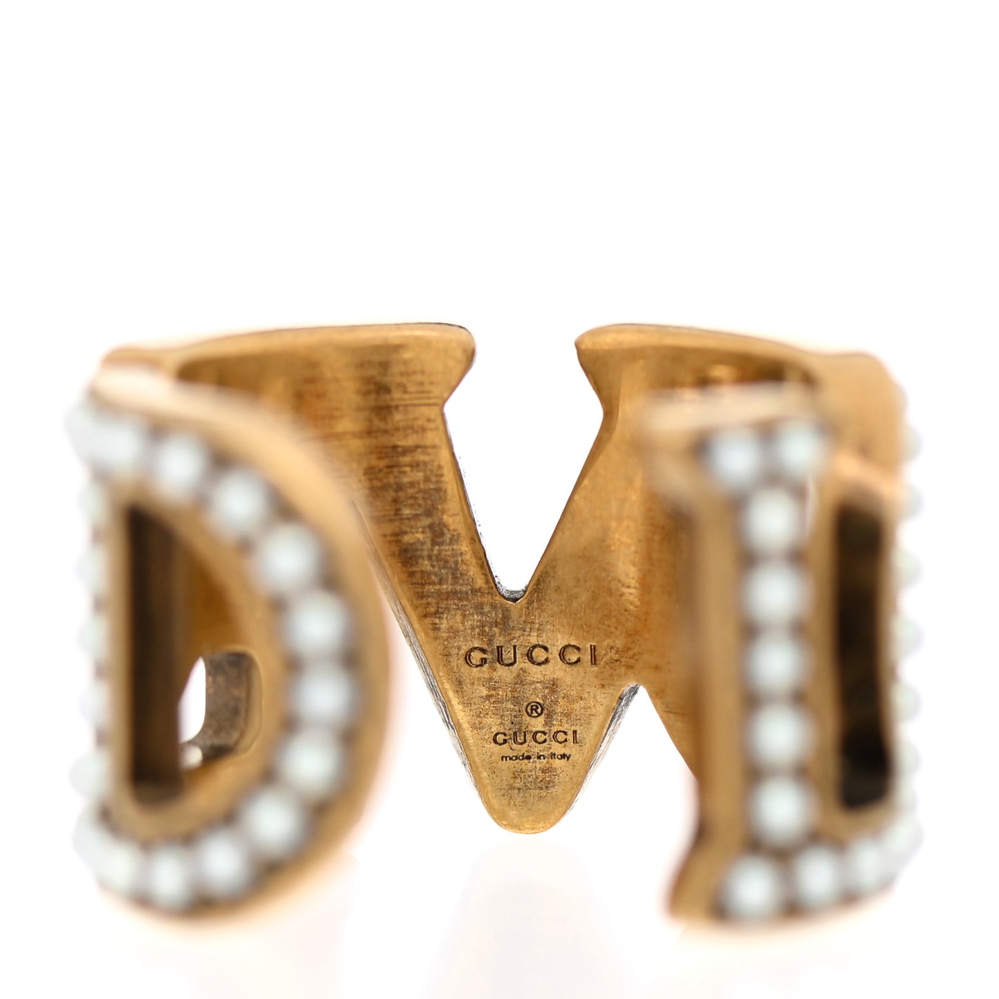 Metal Pearl Loved Ring S Aged Gold