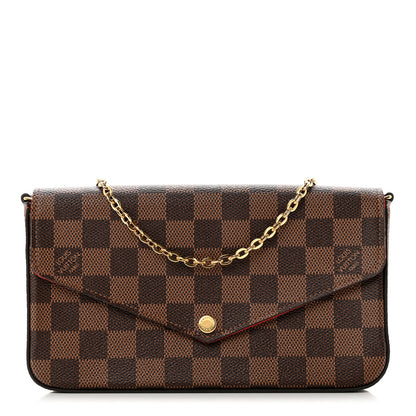 Louis Vuitton Damier Ebene Pochette Felicie Chain Wallet 3 of 7