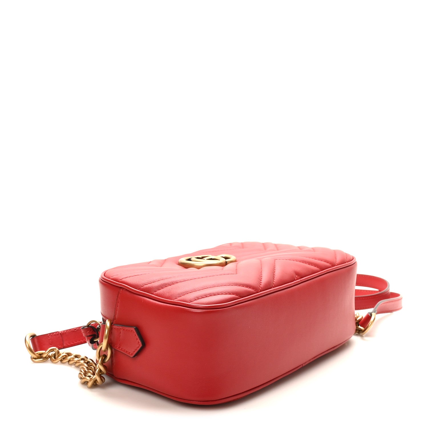Gucci Calfskin Matelasse Small GG Marmont Chain Shoulder Bag Hibiscus Red 4 of 11