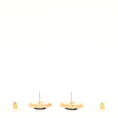Chanel Resin CC Round Earrings Gold Black 3 of 4
