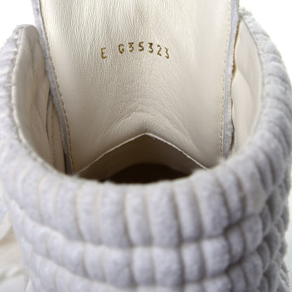 Chanel Tweed Patent Calfskin Velvet Lace Up Boots 37 White 9 of 10