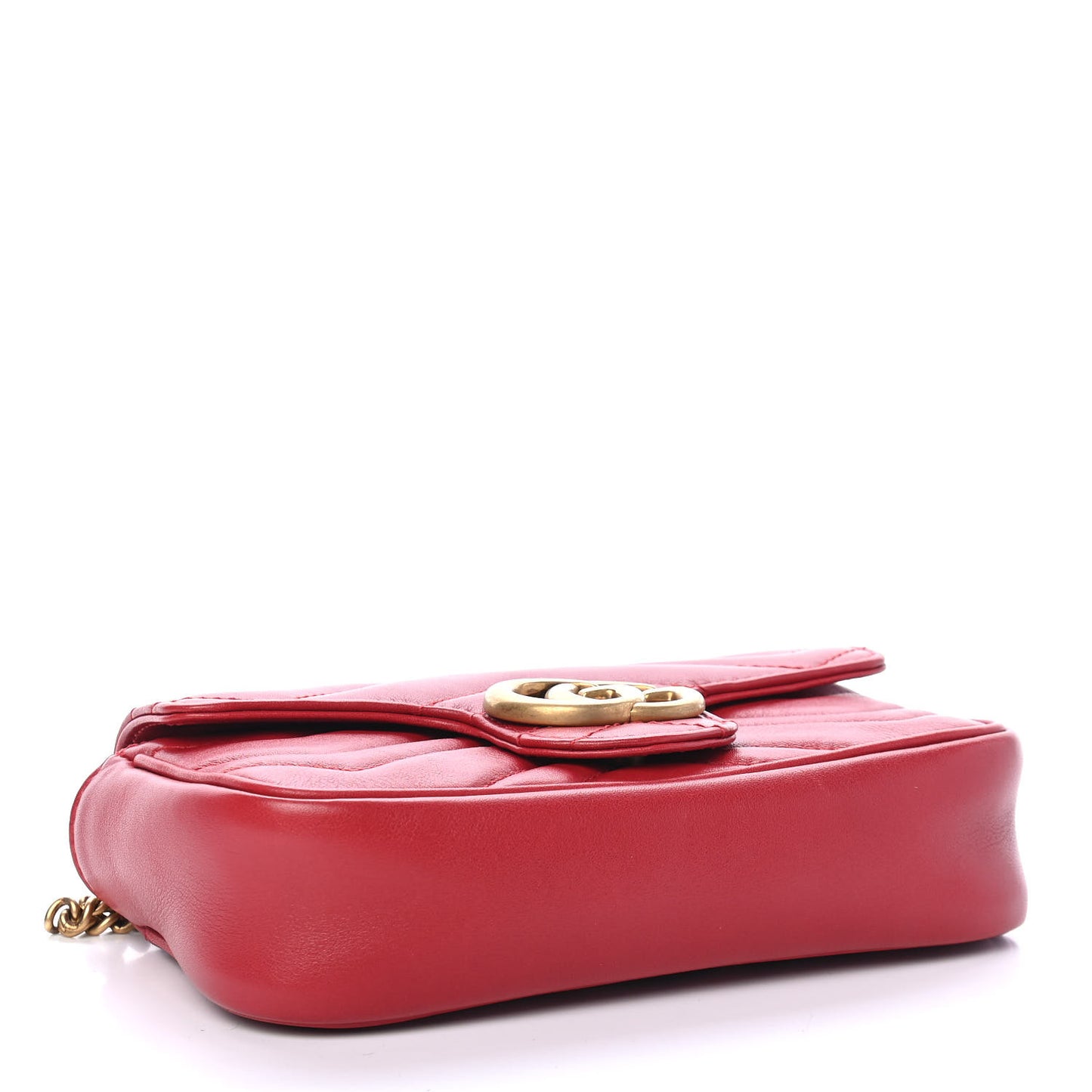 Calfskin Matelasse Super Mini GG Marmont Shoulder Bag Hibiscus Red