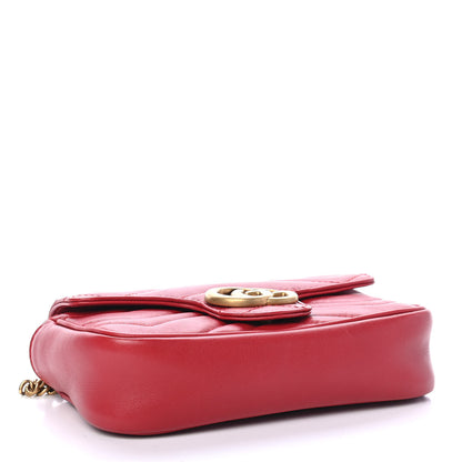Gucci Calfskin Matelasse Super Mini GG Marmont Shoulder Bag Hibiscus Red 4 of 9