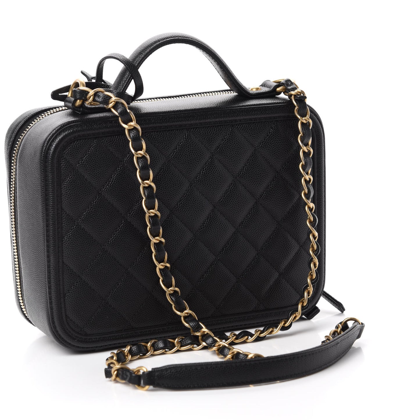 Caviar Quilted Medium CC Filigree Vanity Case Black