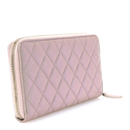 Chanel Iridescent Caviar Quilted Large Gusset Zip Around Wallet Beige 3 of 9