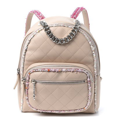Chanel Lambskin Tweed Quilted Elegant Trim Backpack Pink 1 of 9