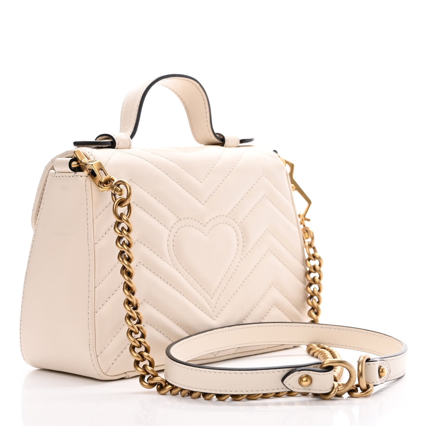 Calfskin Matelasse Mini GG Marmont Top Handle Shoulder Bag White