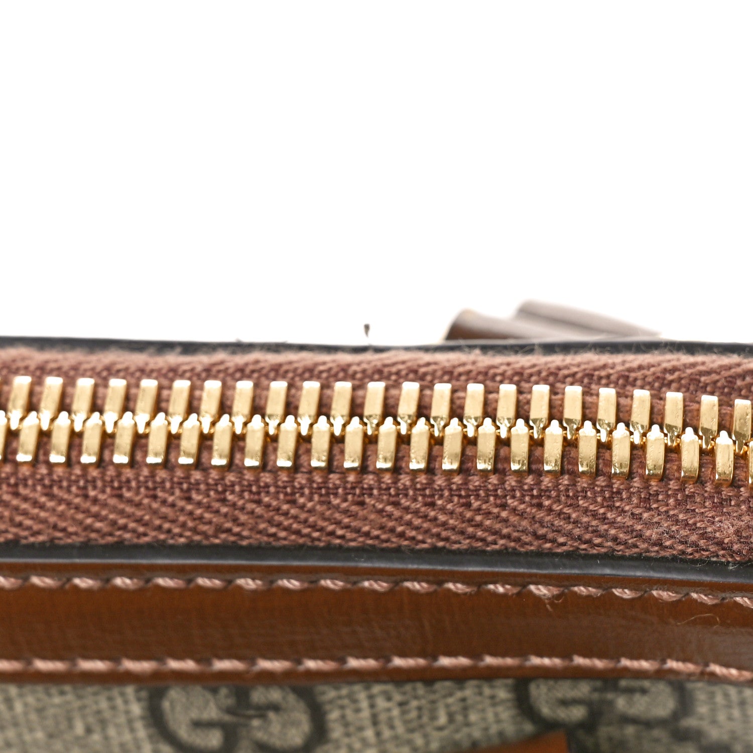 Gucci GG Supreme Monogram Azalea Calfskin Mini Horsebit 1955 Top Handle Bag Beige Ebony Brown Sugar 11 of 11