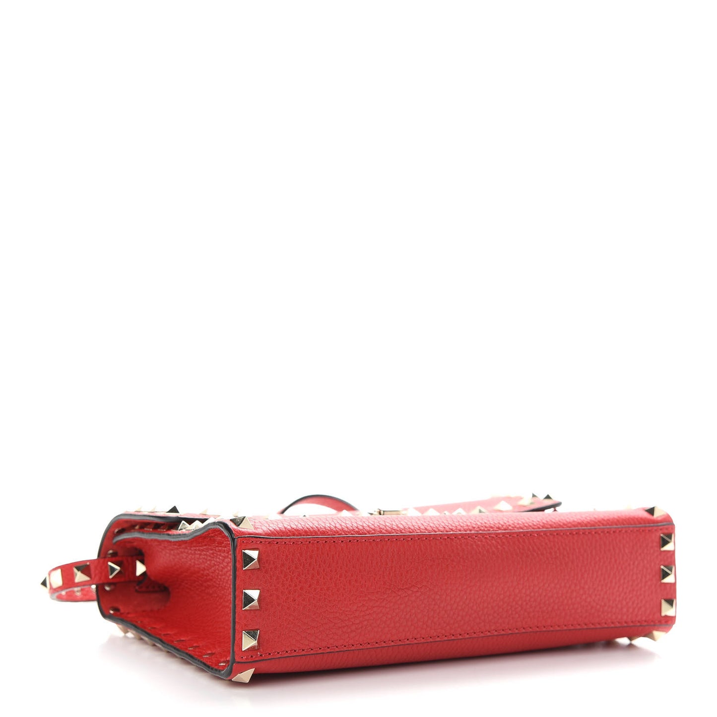 Pebbled Calfskin Medium Rockstud Flip Lock Crossbody Bag Red