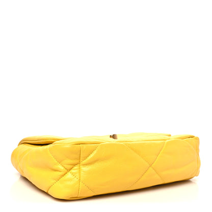Chanel Shiny Goatskin Quilted Medium Chanel 19 Flap Yellow 4 of 10