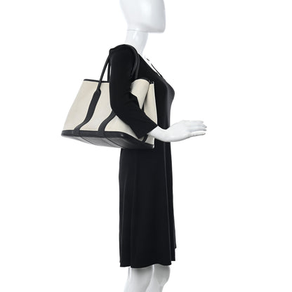 Hermes Chevron Herringbone Toile Negonda Garden Party 36 MM Tote Craie Black 2 of 9