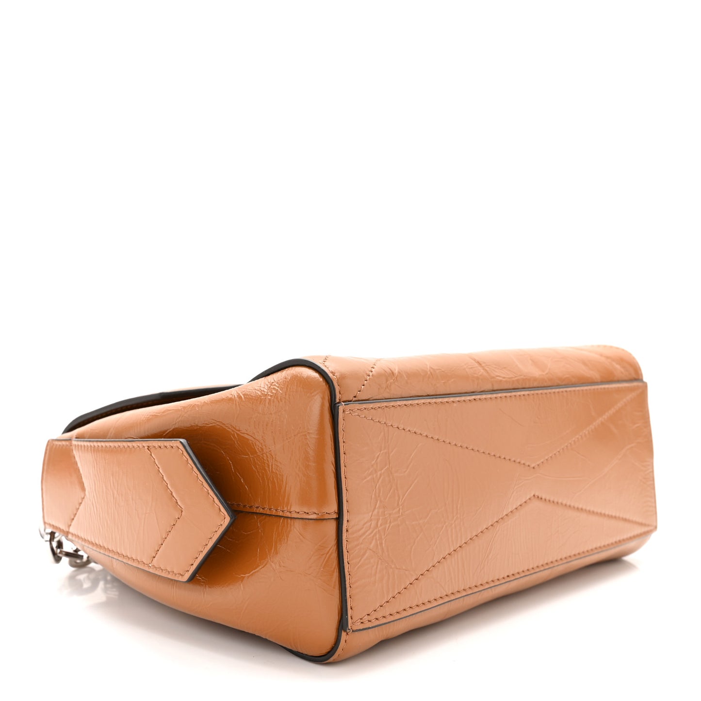 Creased Patent Calfskin Small ID Flap Tan