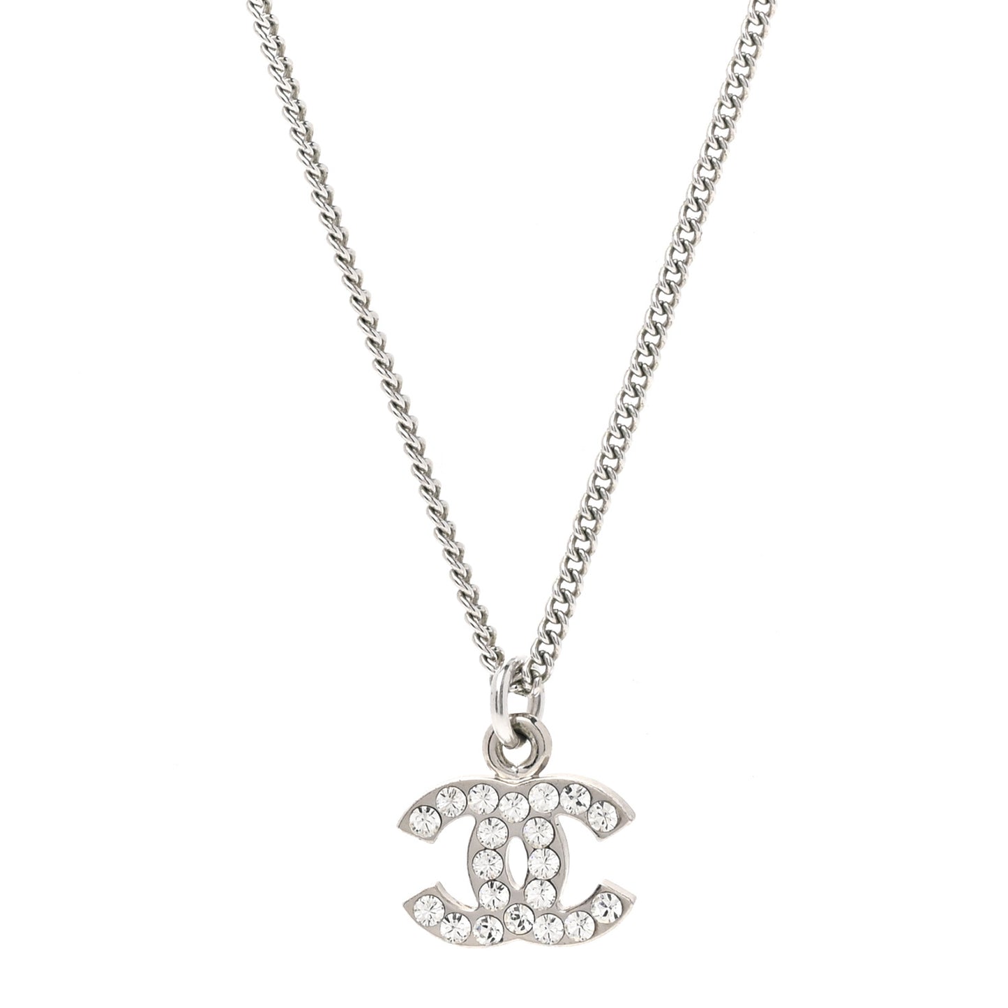 Crystal CC Pendant Necklace Silver