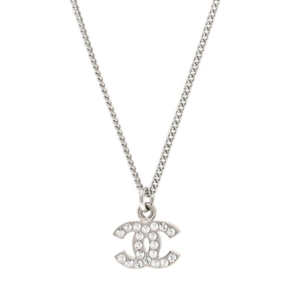 Chanel Crystal CC Pendant Necklace Silver 4 of 5