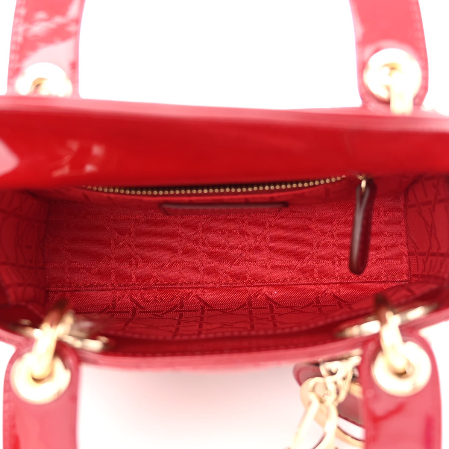 Christian Dior Patent Cannage Mini Lady Dior Red 5 of 12