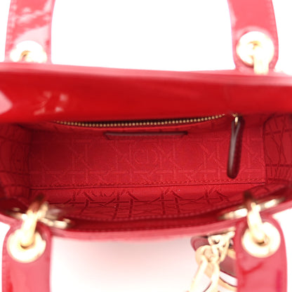 Christian Dior Patent Cannage Mini Lady Dior Red 5 of 12