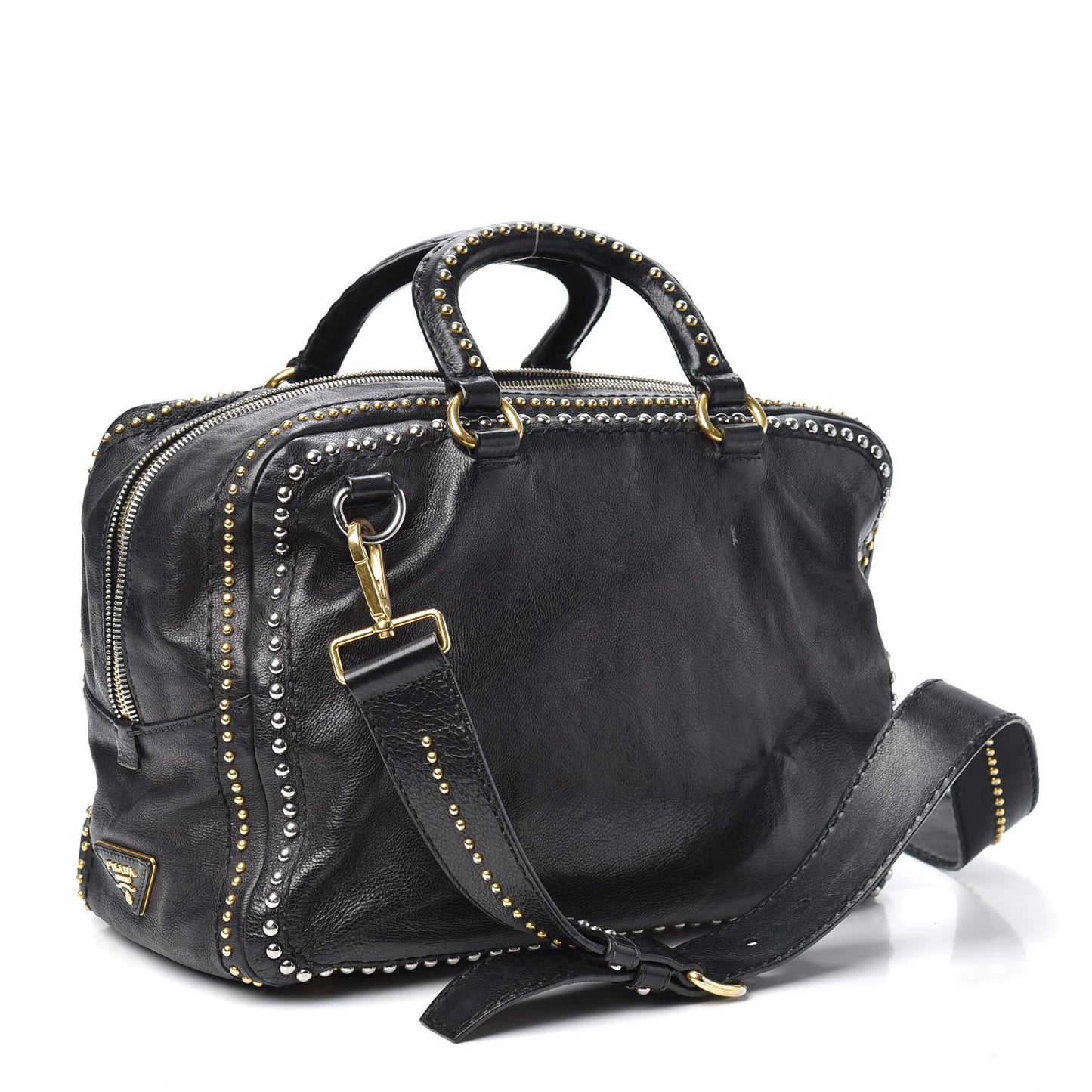 Glace Calfskin Studded Tote Black