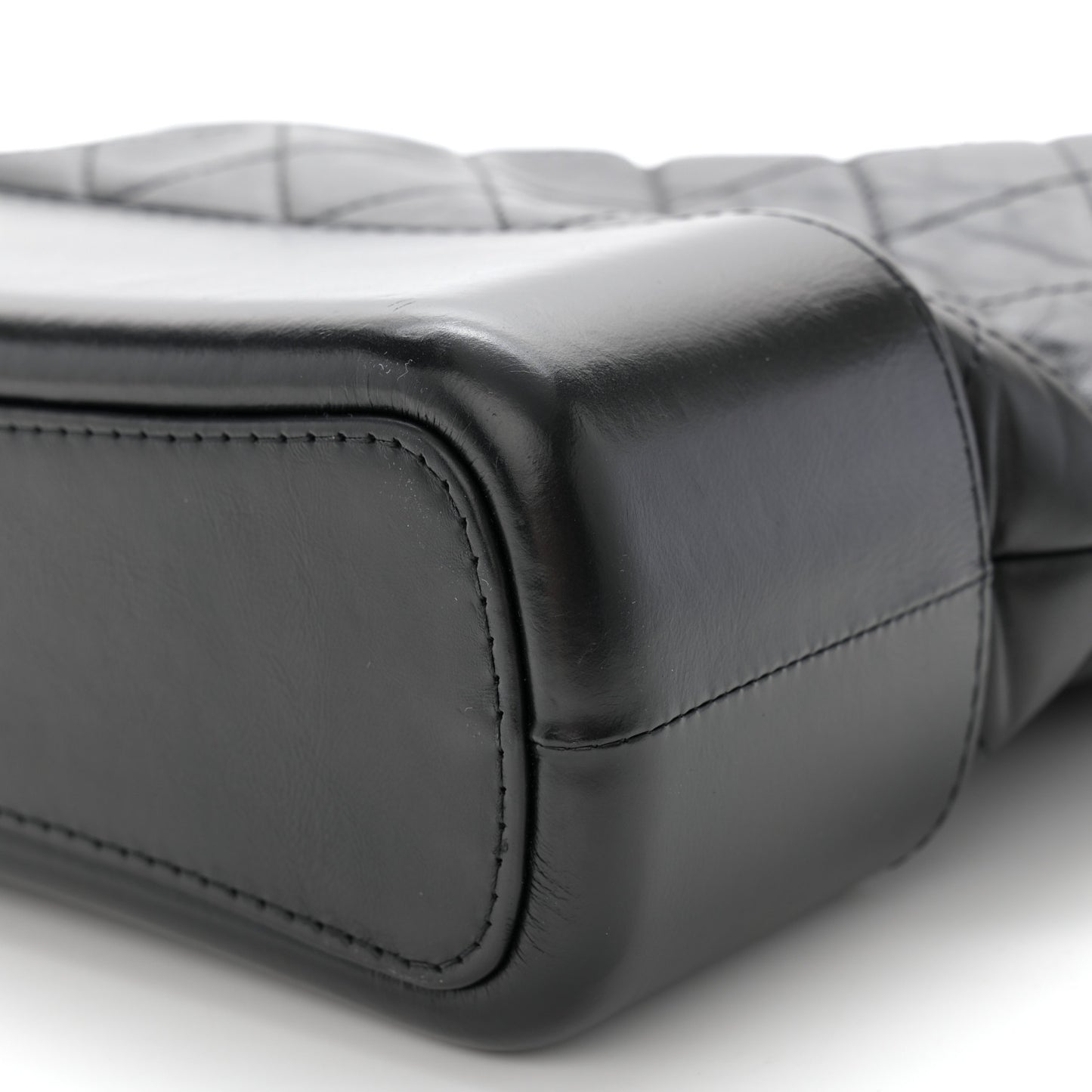 Aged Smooth Calfskin Quilted Medium Gabrielle Logo Hobo Black
