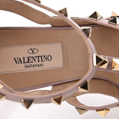 Valentino Garavani Patent Nappa Rockstud Ankle Strap 100mm Pumps 37.5 Camel Rose Poudre 8 of 8