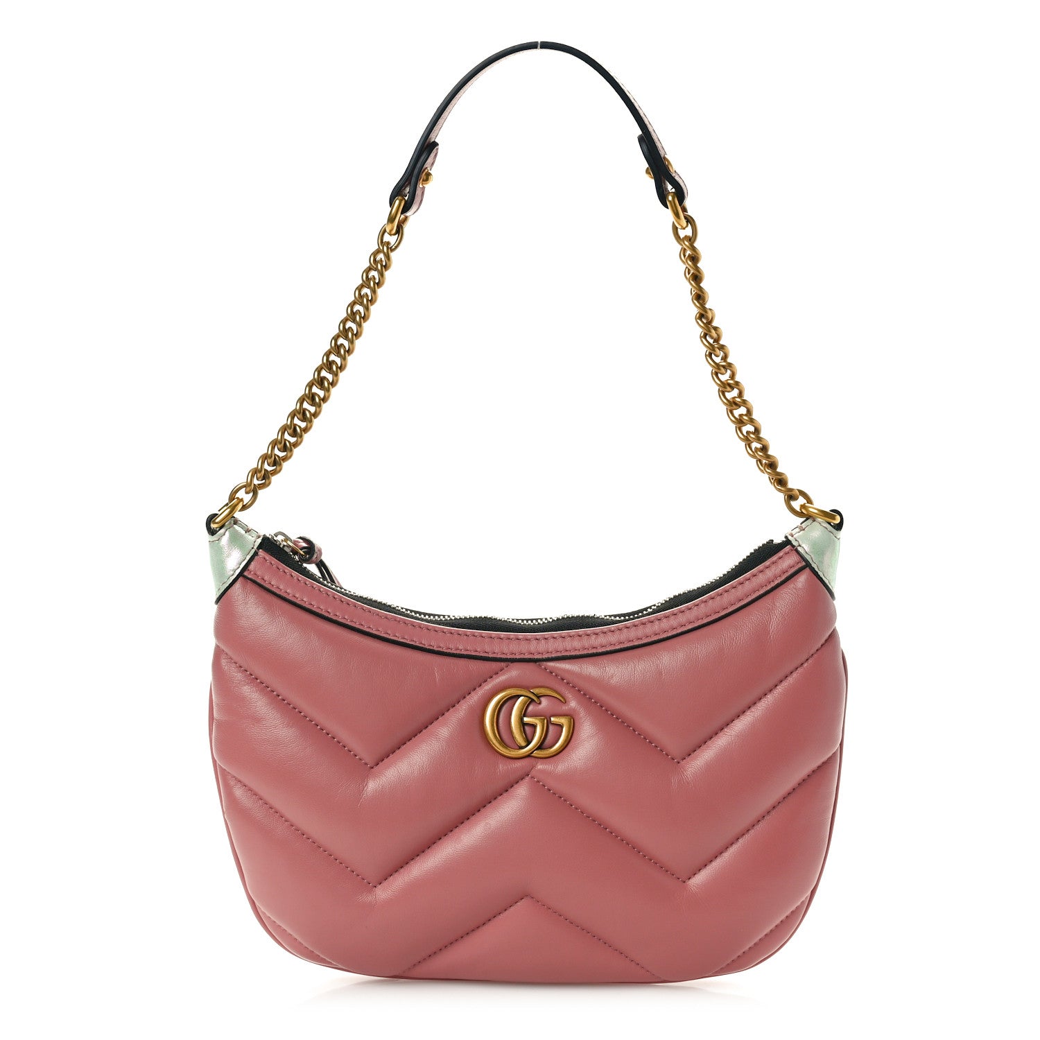 Gucci Calfskin Matelasse GG Marmont Half Moon Hobo Pink 1 of 10