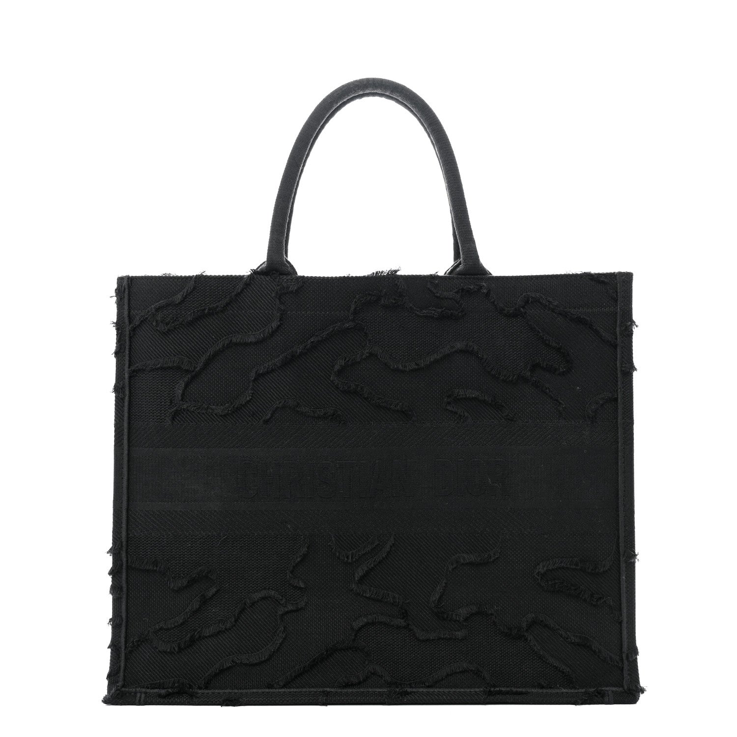 Christian Dior Canvas Embroidered Camouflage Book Tote Black 1 of 12