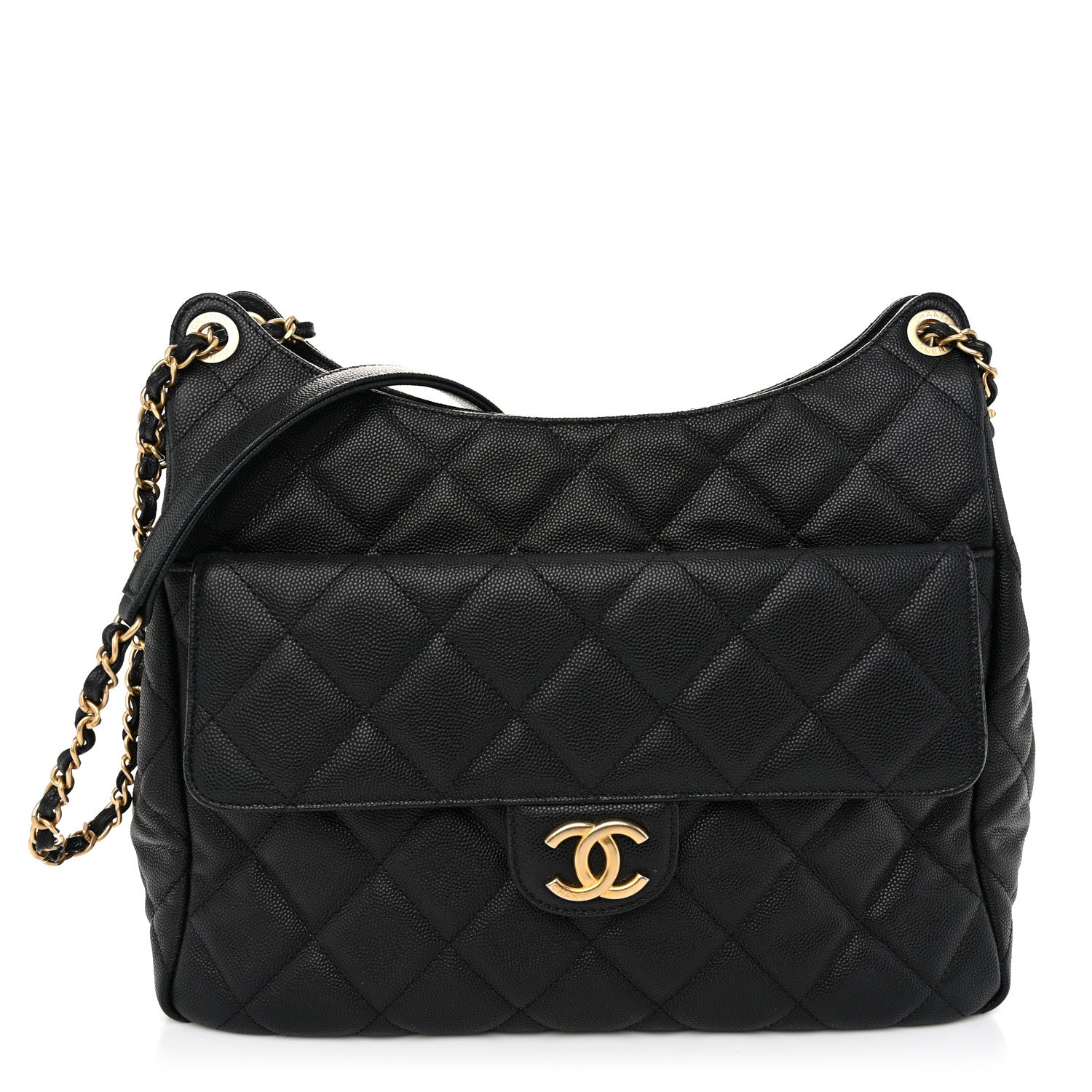 Chanel Caviar Quilted Large Wavy CC Hobo Black 1 of 10