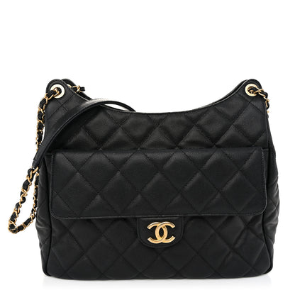 Chanel Caviar Quilted Large Wavy CC Hobo Black 1 of 10
