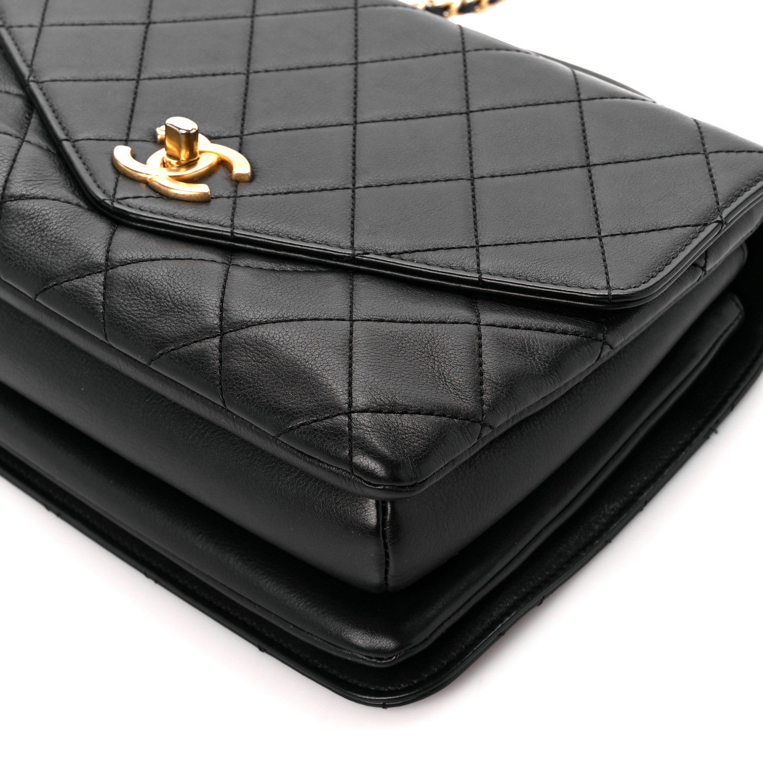 Chanel Calfskin Quilted Small Gold Top Handle Flap Black 11 of 11