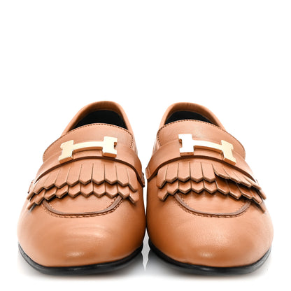 Hermes Goatskin Womens Royal Loafers 37.5 Naturel 3 of 10