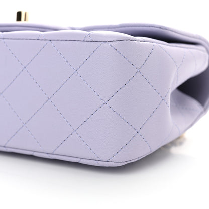 Chanel Lambskin Quilted Mini Top Handle Rectangular Flap Light Purple 10 of 11