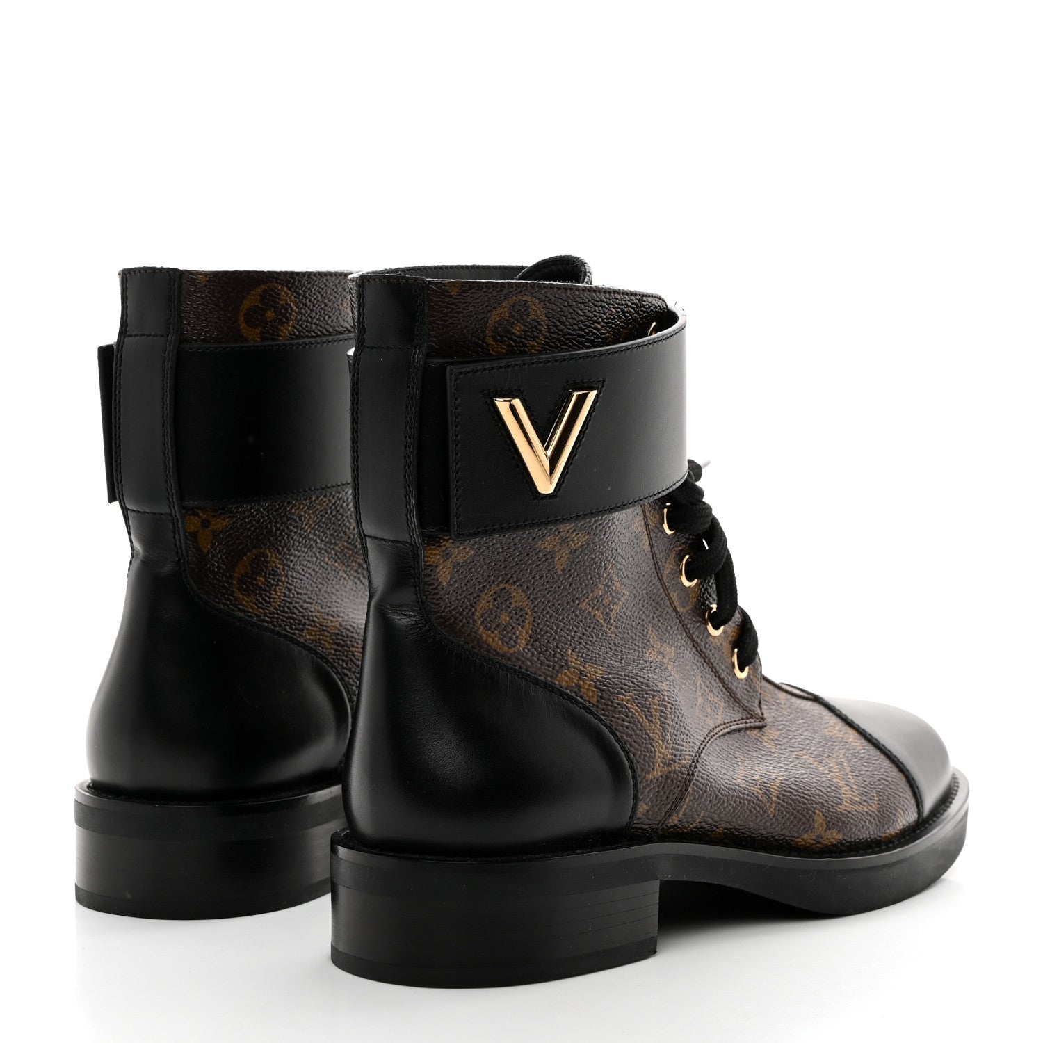 Louis Vuitton Calfskin Monogram Wonderland Flat Ranger Boots 38 Black 4 of 8