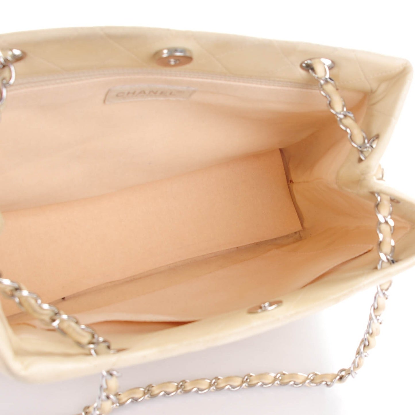 Lambskin Quilted CC Tote Beige Clair