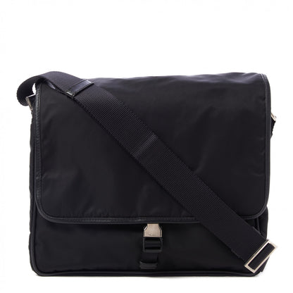 Prada Tessuto Nylon Saffiano Logo Messenger Bag Black 1 of 9