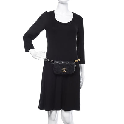 Chanel Lambskin Quilted Chanel 19 Waist Bag Black 2 of 12
