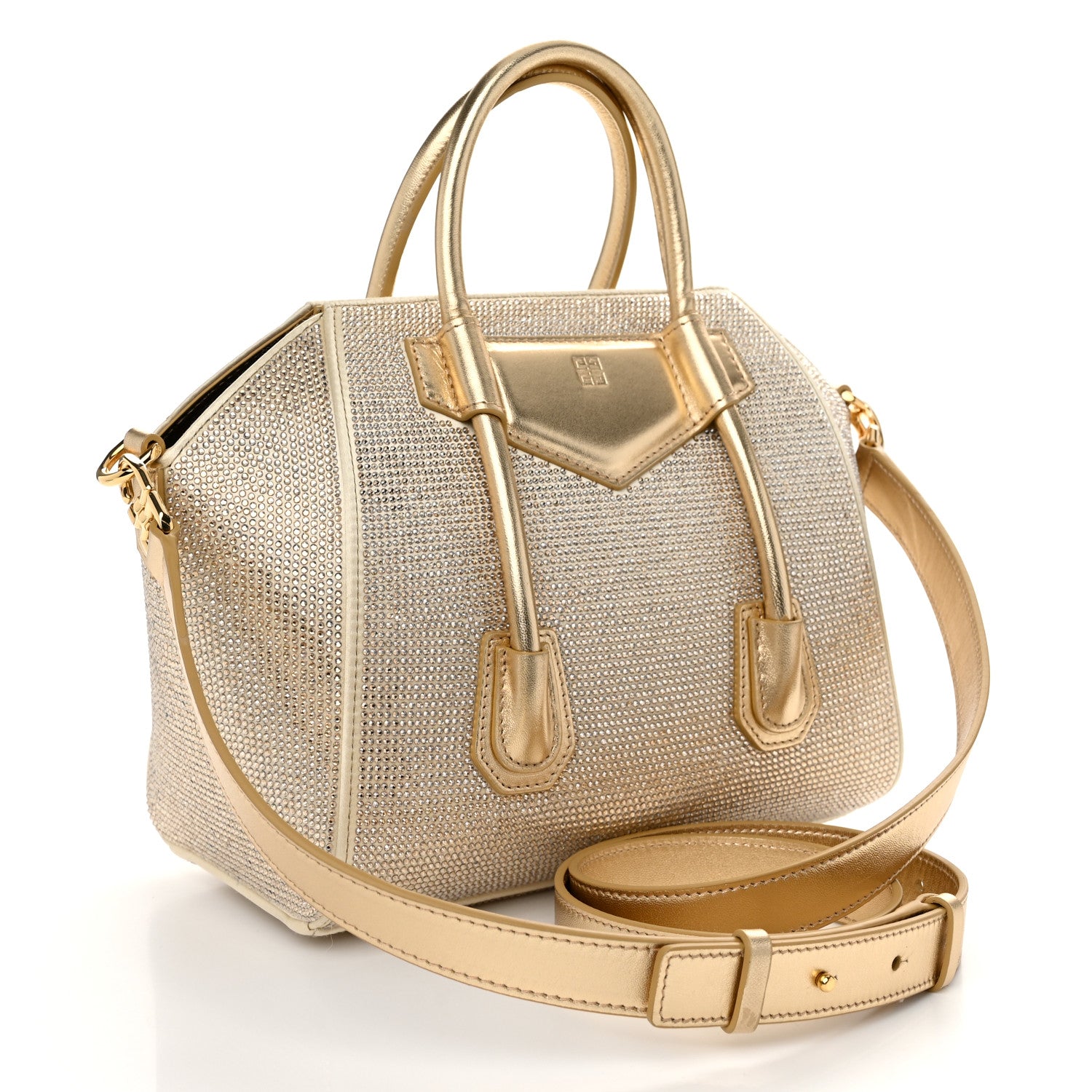 Givenchy Crystal Embellished Mini Lock Antigona Shoulder Bag Blond 3 of 10