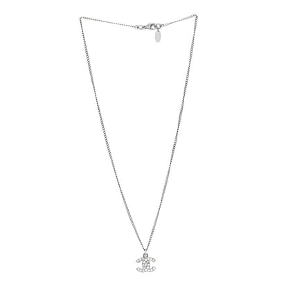 Chanel Crystal Timeless CC Necklace Silver 3 of 5