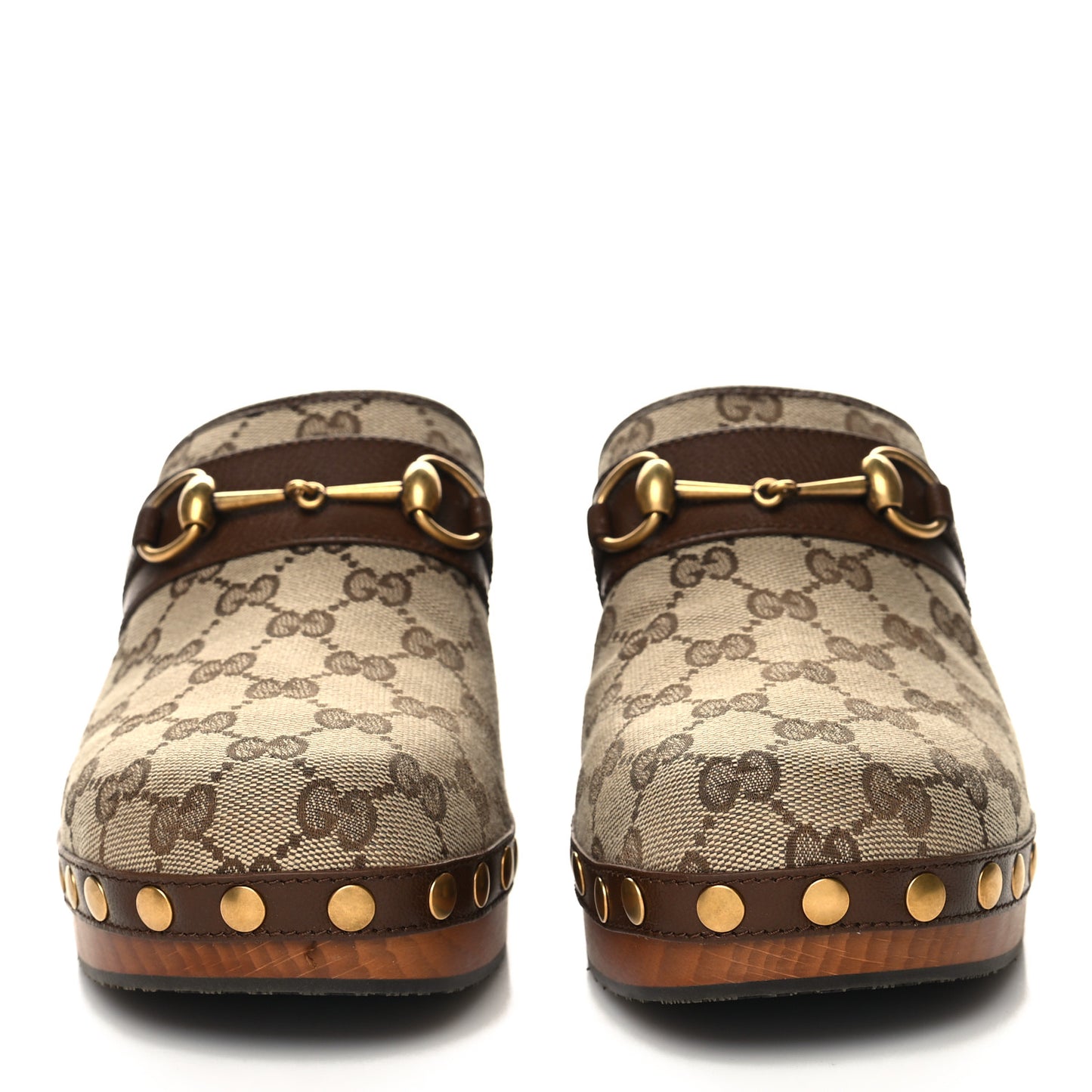 Monogram Goatskin Horsebit Clog Mules 39 Beige Ebony Brown Sugar