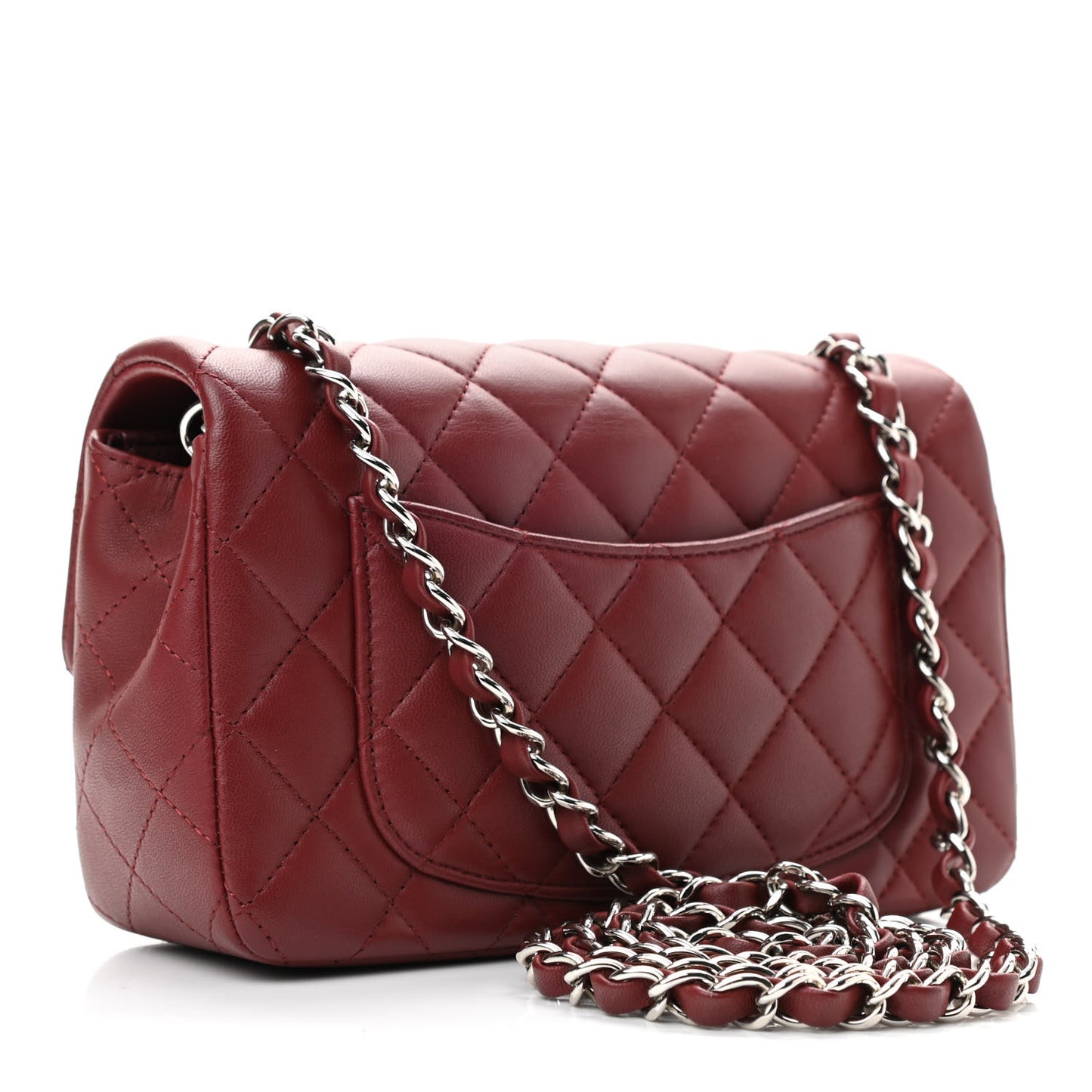 Lambskin Quilted Mini Rectangular Flap Burgundy