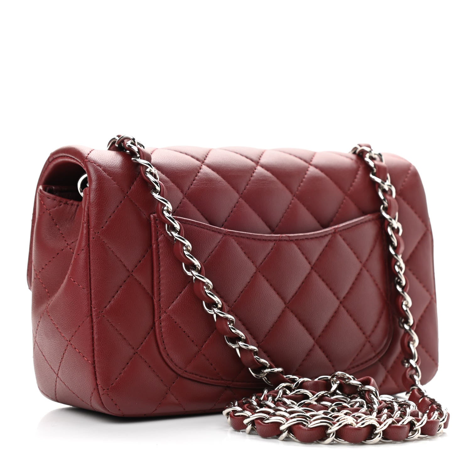 Chanel Lambskin Quilted Mini Rectangular Flap Burgundy 3 of 11