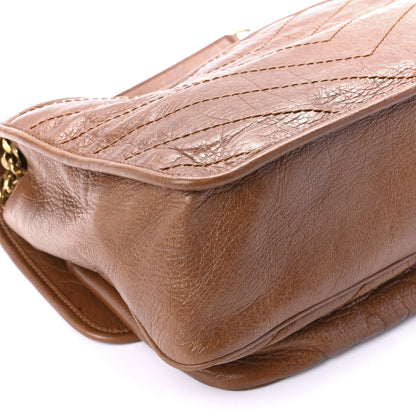 Saint Laurent Crinkled Calfskin Matelasse Monogram Medium Niki Chain Satchel Caramel 12 of 13