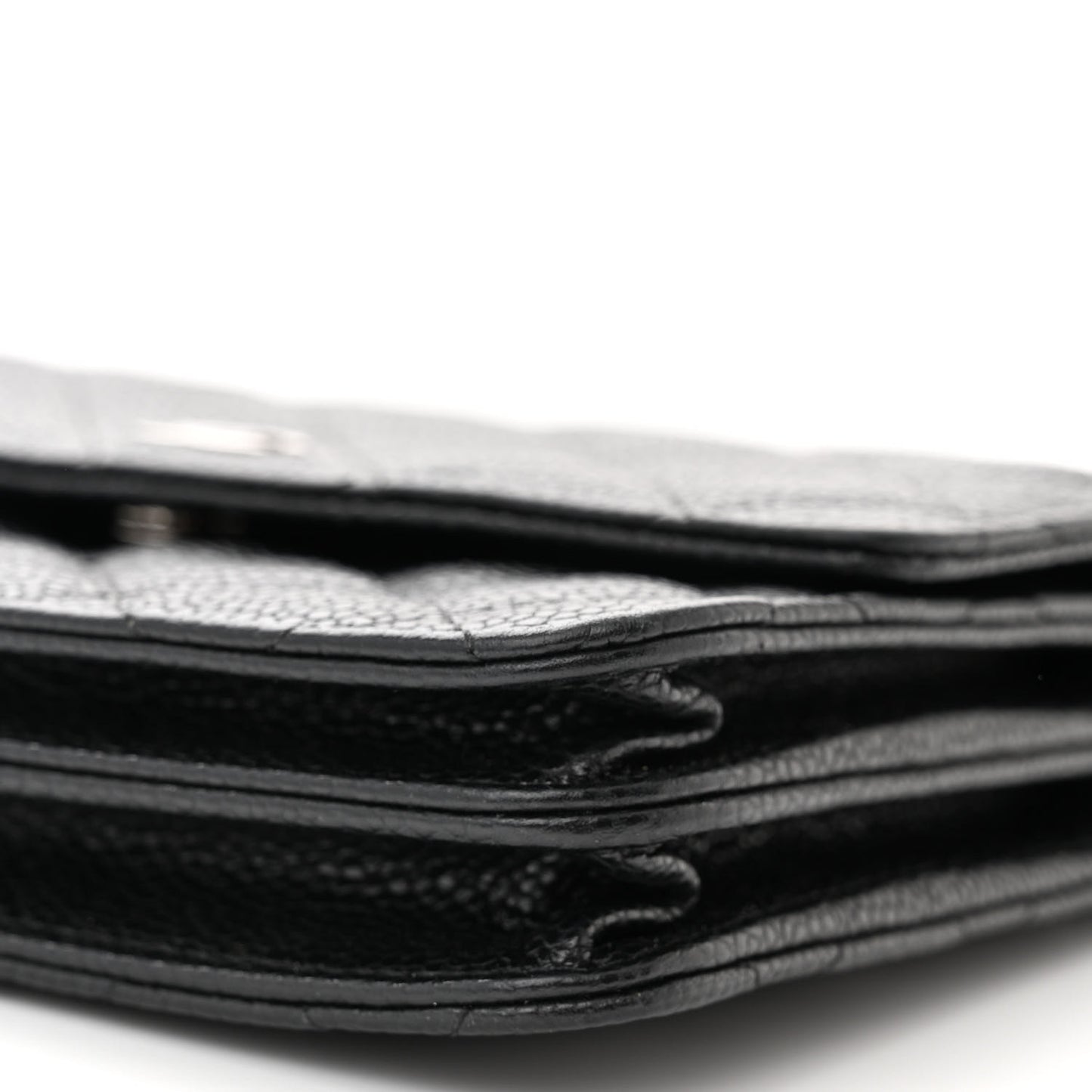 Caviar Quilted Square Wallet On Chain WOC Black