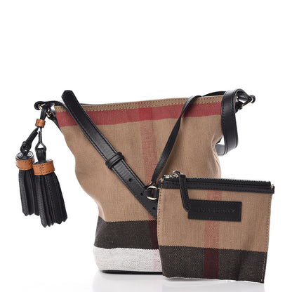 Burberry Canvas Mega Check Mini Ashby Tassel Crossbody Black 3 of 9