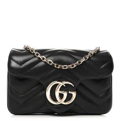 Gucci Lambskin Matelasse Mini GG Marmont Shoulder Bag Black 1 of 11