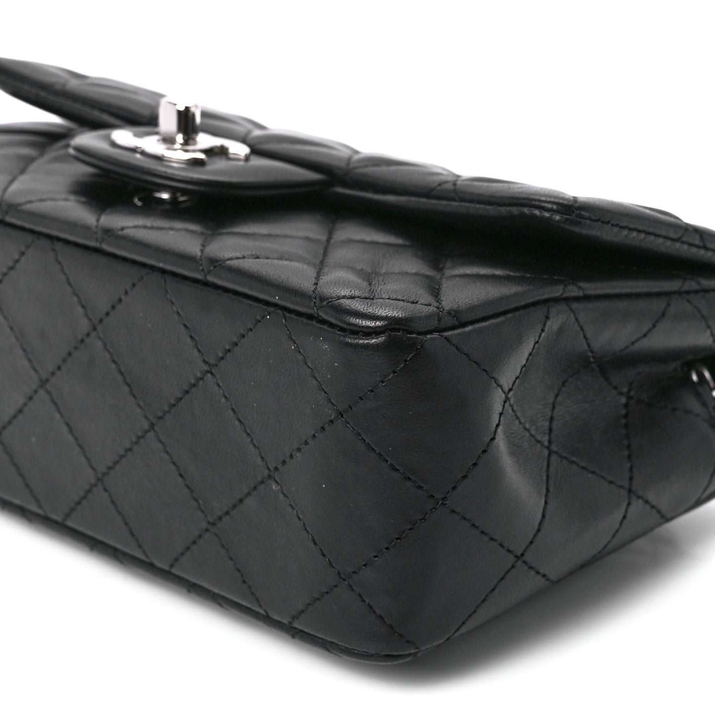 Lambskin Quilted Mini Rectangular Flap Black
