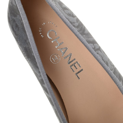 Chanel Metallic Lambskin Camellia CC Cap Toe Ballerina Flats 36.5 Dark Grey 8 of 11