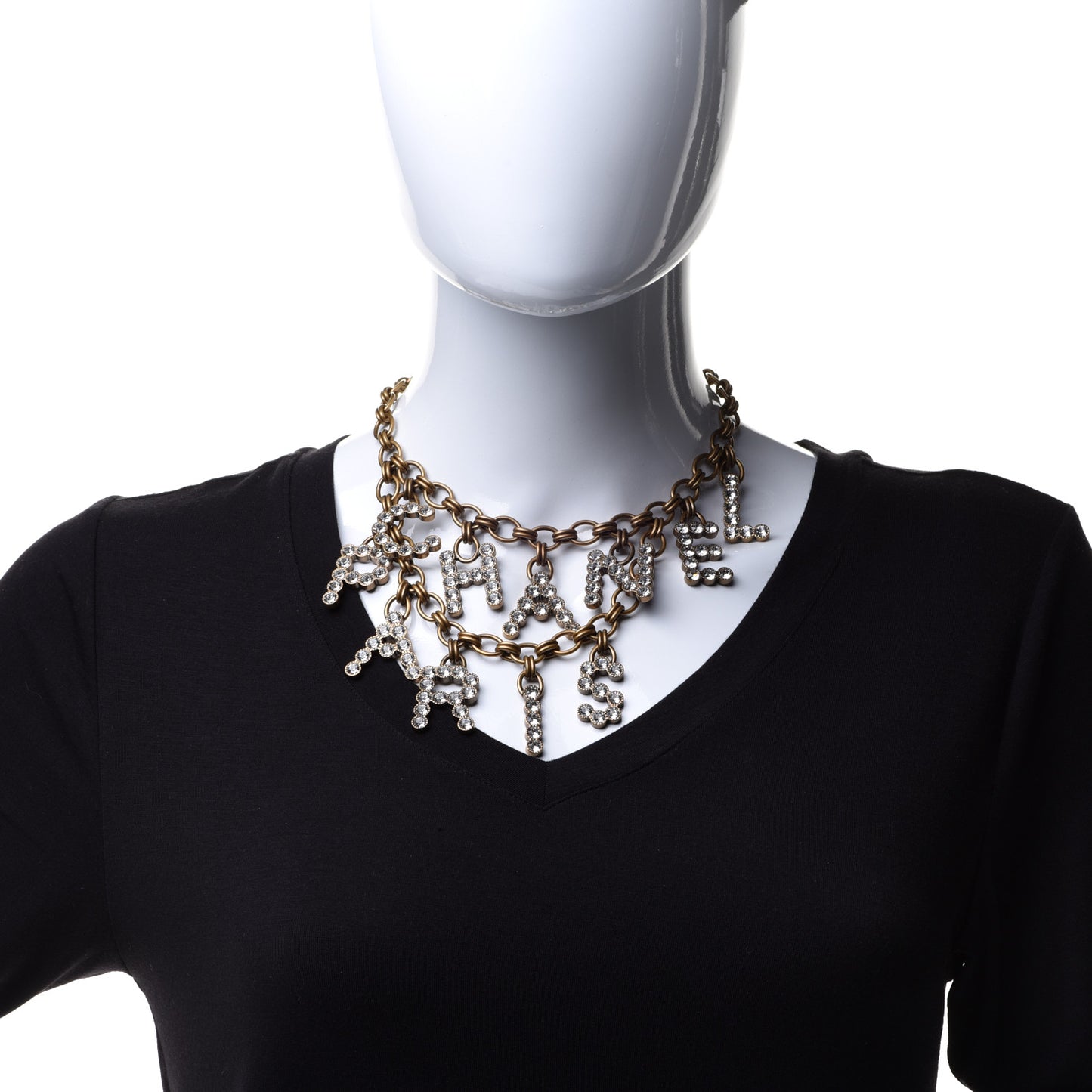 Crystal City of Lights Letter Chain Necklace Gold